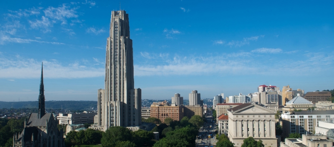 view of oakland campus and Cathedral of learning