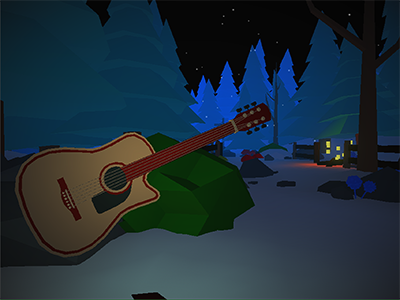 guitar in forest